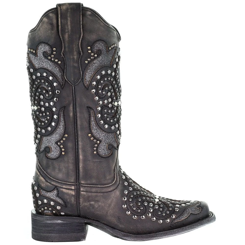 商品Corral Boots|Studded Tooled Inlay Snip Toe Cowboy Boots,价格¥1456,第1张图片