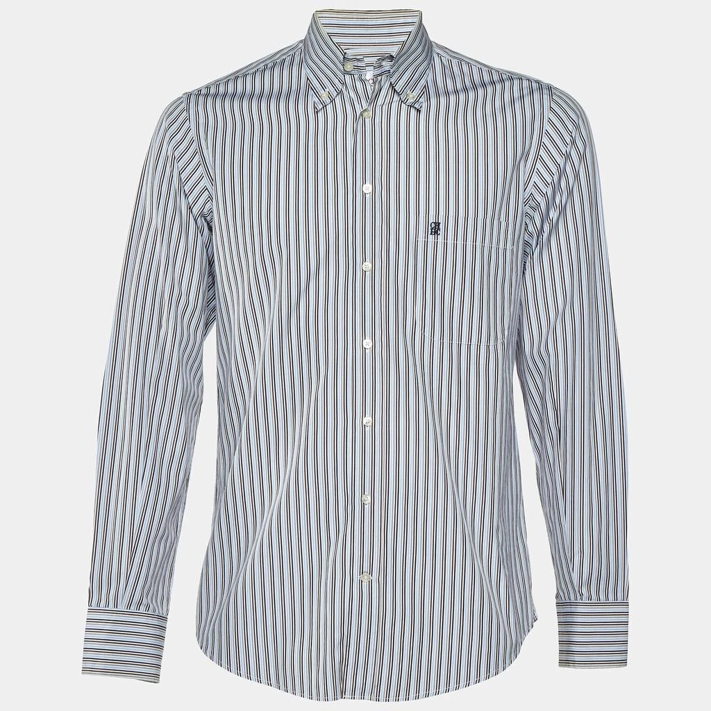 商品[二手商品] CH Carolina Herrera|CH Carolina Herrera Multicolor Stripe Logo Embroidered Cotton Shirt M,价格¥1348,第1张图片