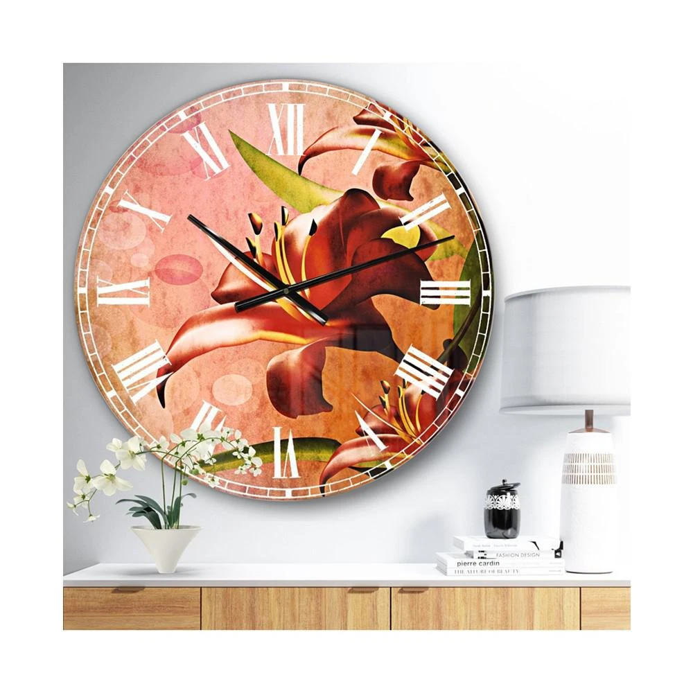 商品Designart|Flowers Oversized Round Metal Wall Clock,价格¥1489,第2张图片详细描述
