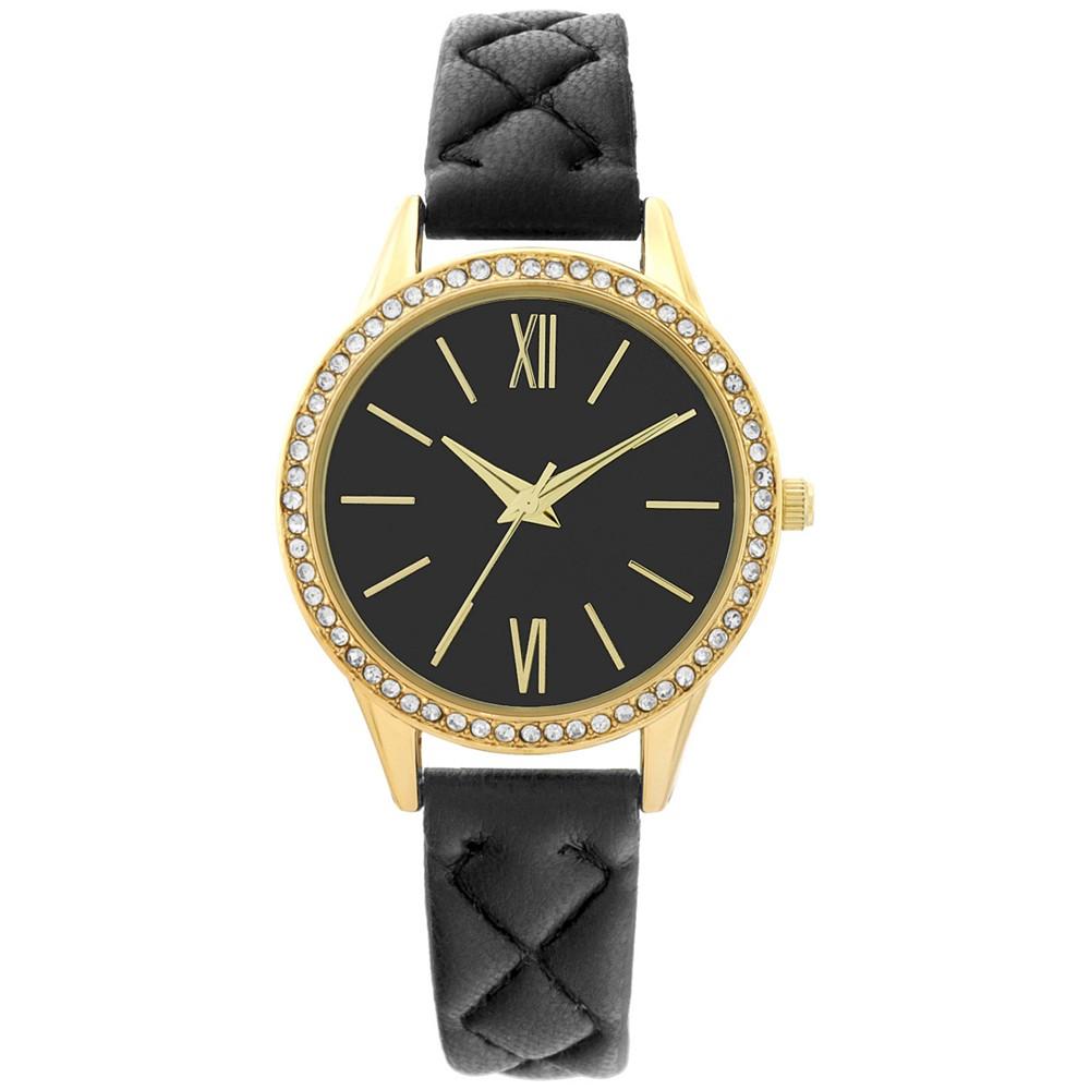 Women's Black Quilted Strap Watch 34mm, Created for Macy's商品第1张图片规格展示