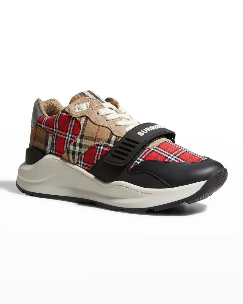 商品Burberry|Men's Ramsey Story 33 Mixed-Check Low-Top Sneakers,价格¥3820,第2张图片详细描述