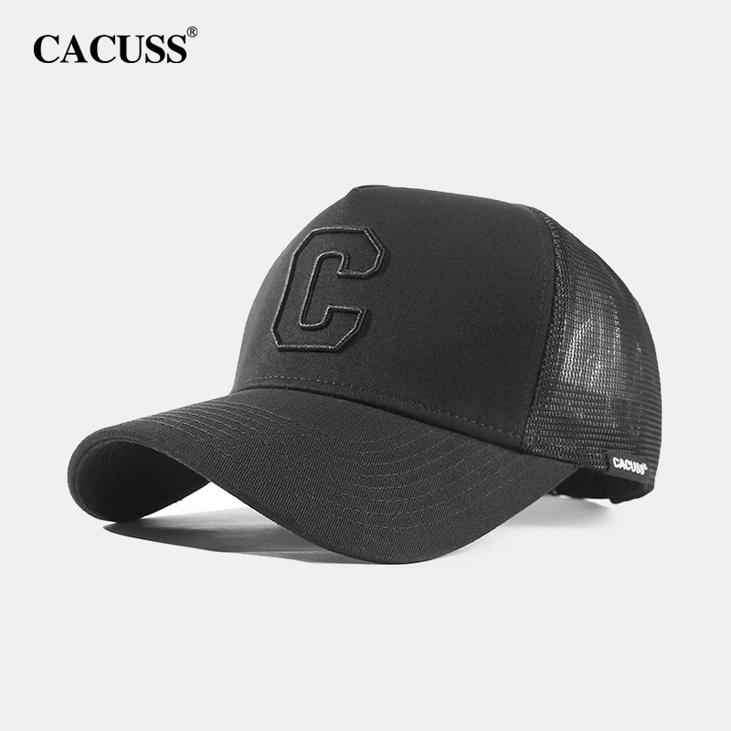 cacuss夏季防晒棒球帽男士鸭舌帽大头围纯棉透气网眼高顶遮阳帽子长帽檐 商品