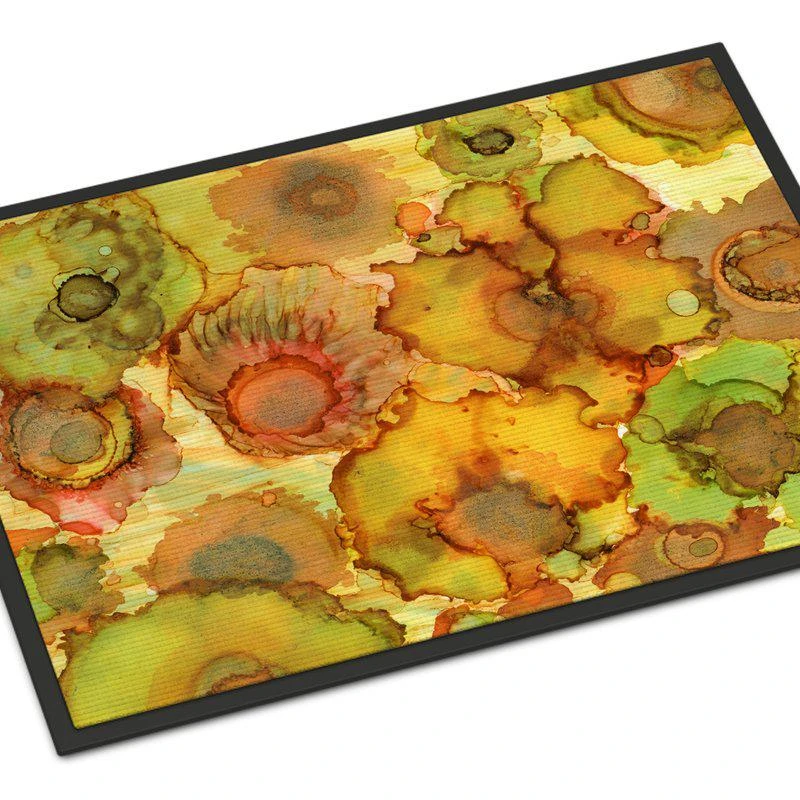 商品Caroline's Treasures|24 in x 36 in Abstract Flowers in Yellows and Oranges Door Mat Indoor/Outdoor,价格¥307,第1张图片