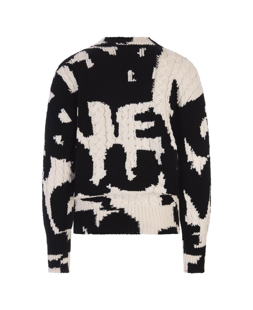 商品Alexander McQueen|Woman Mcqueen Graffiti Inlaid Sweater In Black And Ivory Wool,价格¥10525,第4张图片详细描述