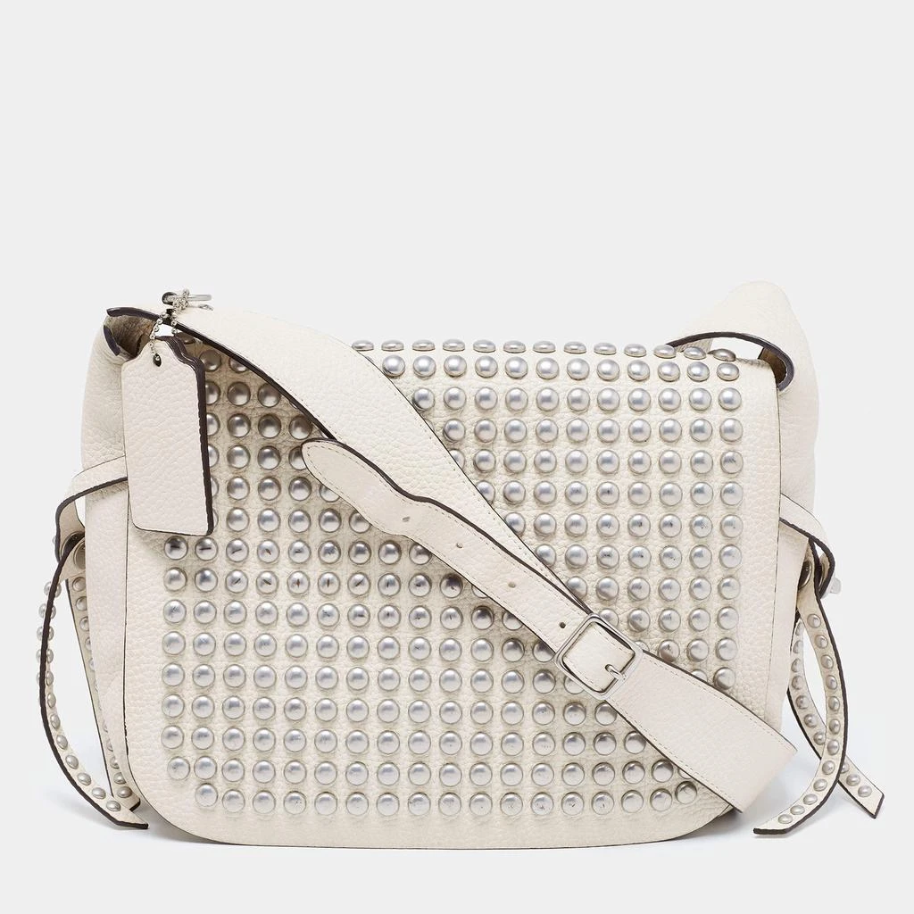 商品[二手商品] Coach|Coach White Leather Rivets Dakotah Crossbody Bag,价格¥946,第1张图片