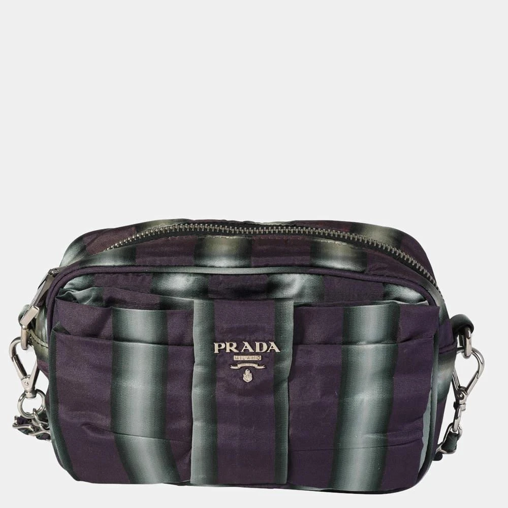 商品[二手商品] Prada|Prada Purple/Grey Nylon Striped Shoulder Bag,价格¥6990,第1张图片