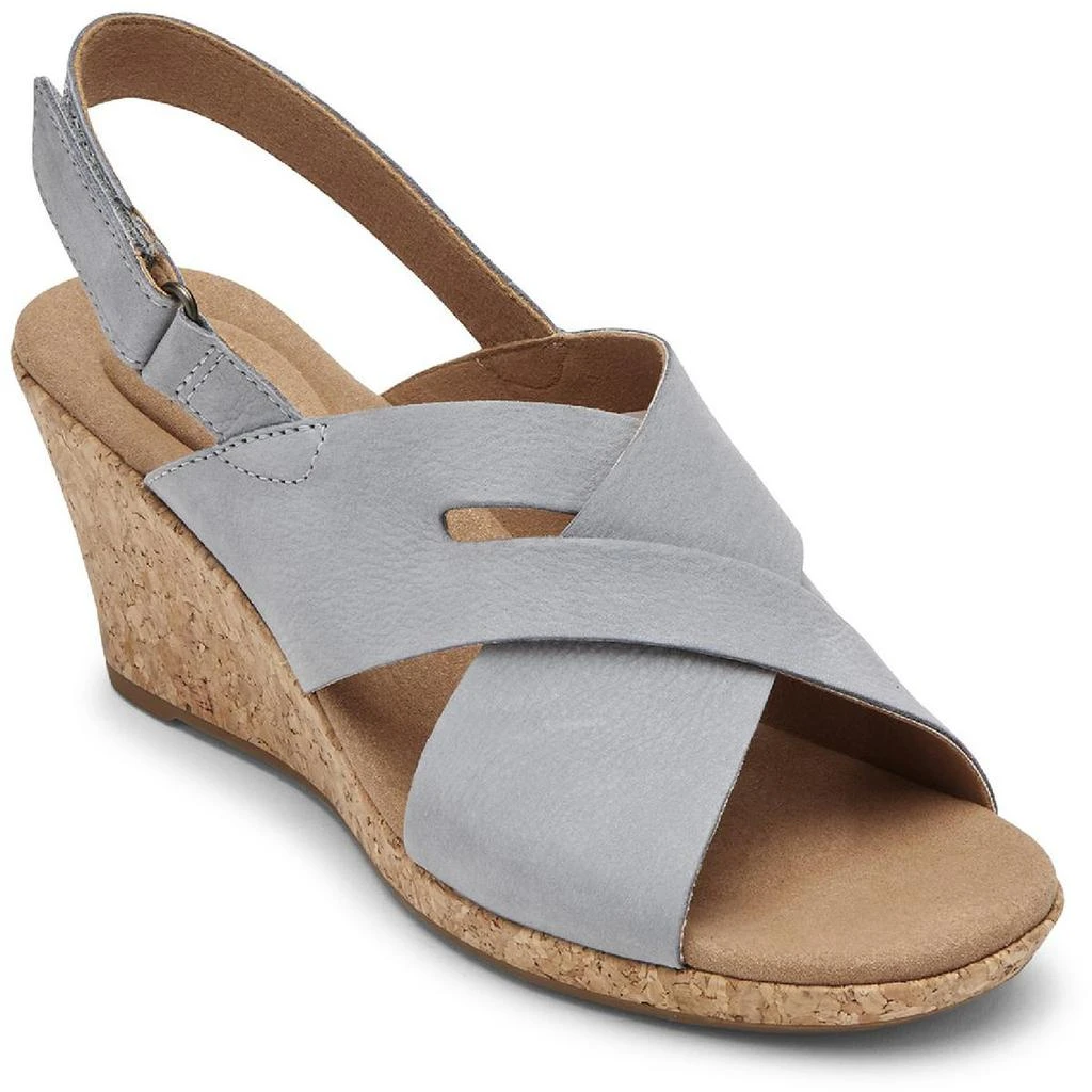 商品Rockport|Rockport Womens Briah Slot Sling Leather Open Toe Wedge Sandals,价格¥138,第1张图片