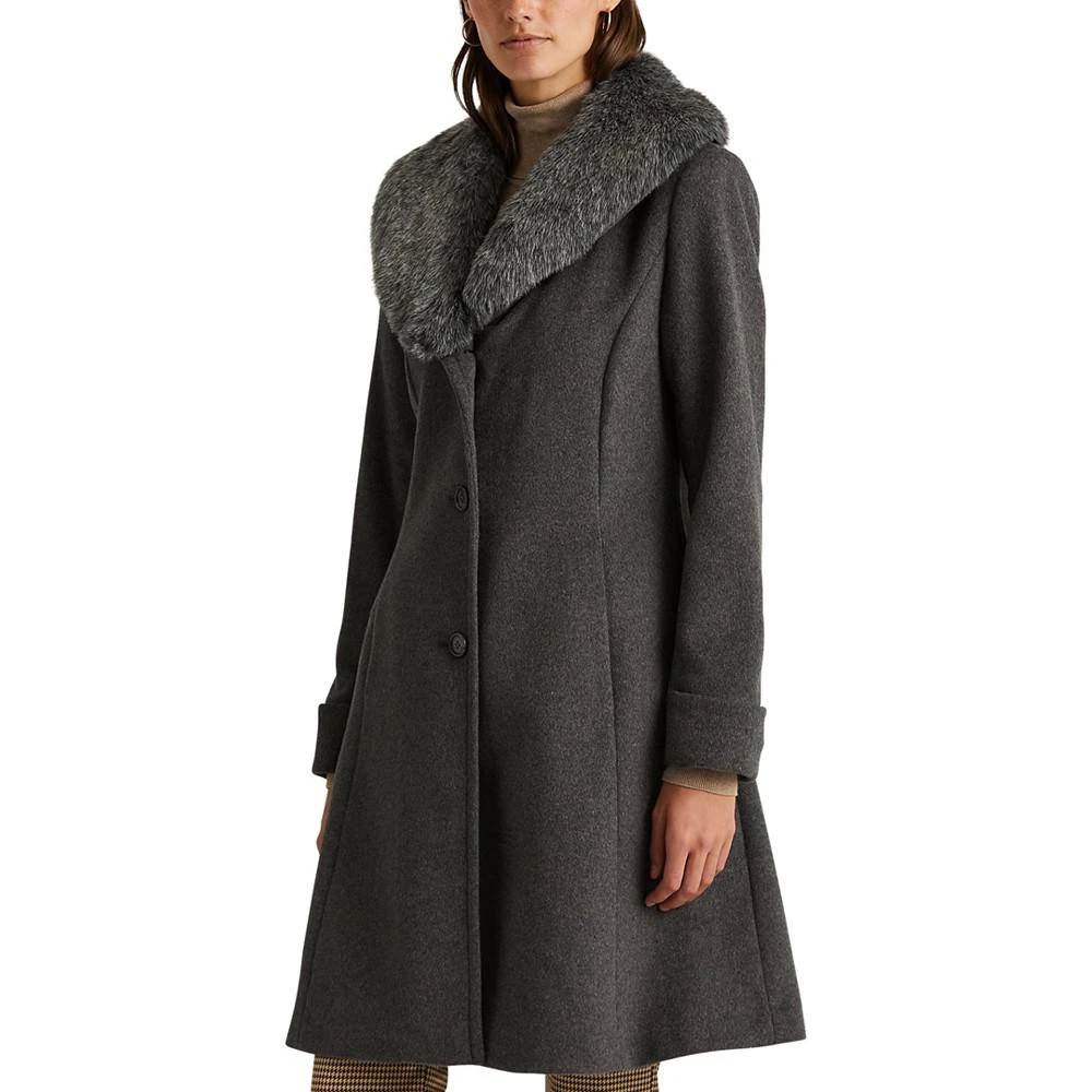 商品Ralph Lauren|Women's Faux-Fur-Trim Walker Coat, Created for Macy's,价格¥1754,第3张图片详细描述