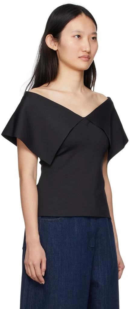 商品ROSETTA GETTY|Black Fold Off-Shoulder T-Shirt,价格¥1515,第2张图片详细描述