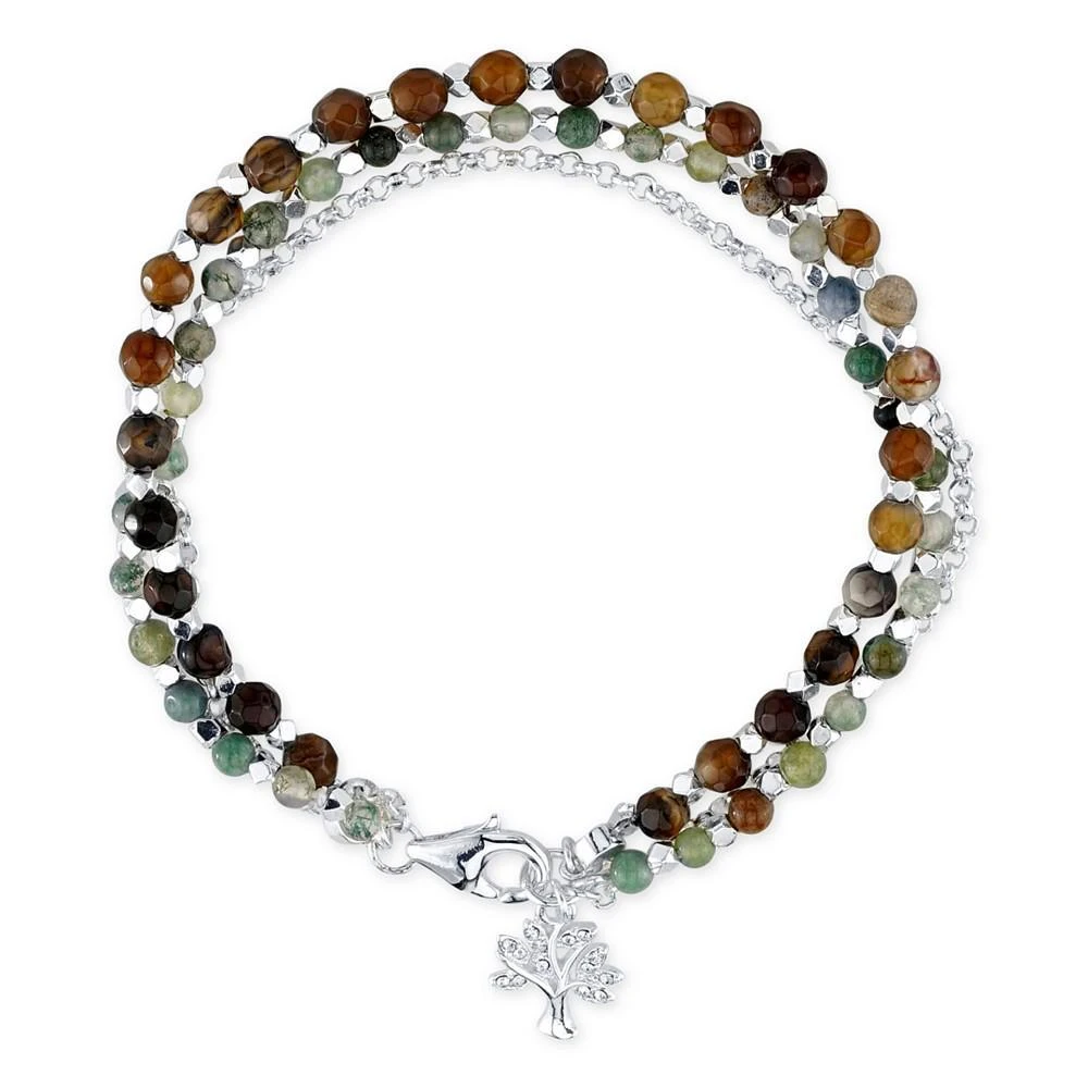 商品Unwritten|Jasper (3-1/2-4mm)Triple Strand Bead Charm Bracelet in Silver-Plate,价格¥206,第1张图片