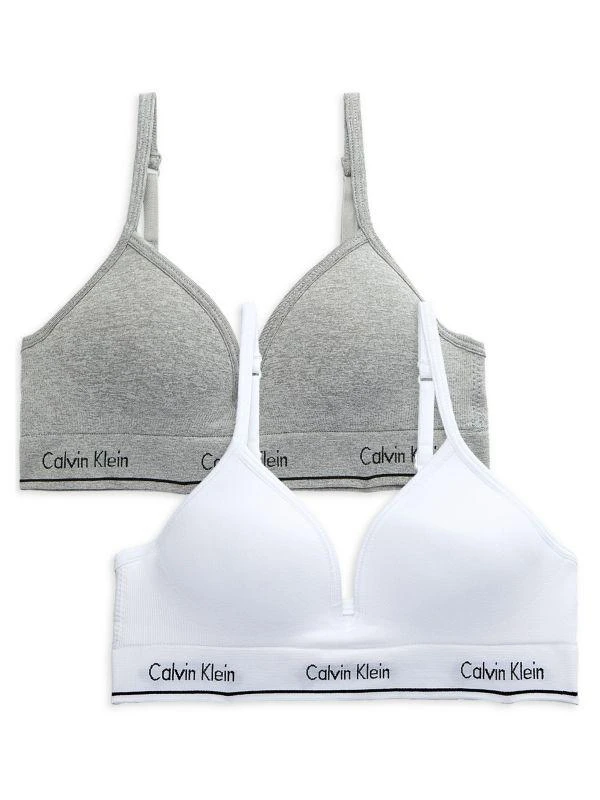 商品Calvin Klein|Girl's 2-Piece Logo Bralette Set,价格¥137,第1张图片