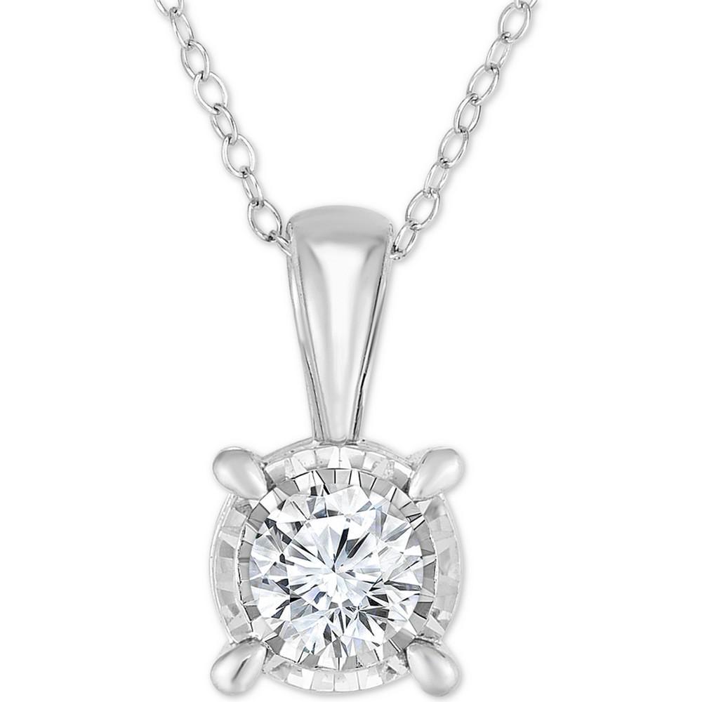 商品TruMiracle|Diamond Solitaire 18" Pendant Necklace (3/4 ct. t.w.) in 14k White Gold,价格¥14644,第1张图片