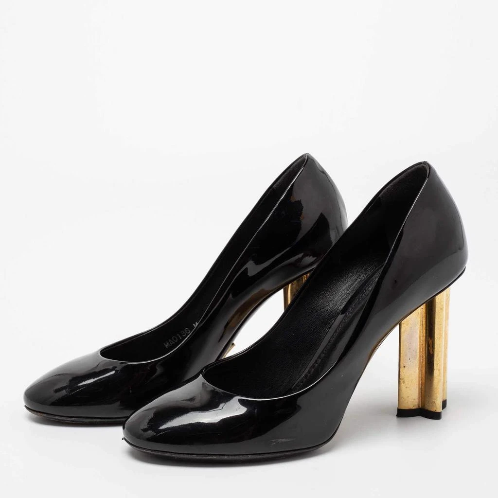 商品[二手商品] Louis Vuitton|Louis Vuitton Black Patent Leather Round Toe Block Heel Pumps Size 36.5,价格¥3202,第2张图片详细描述