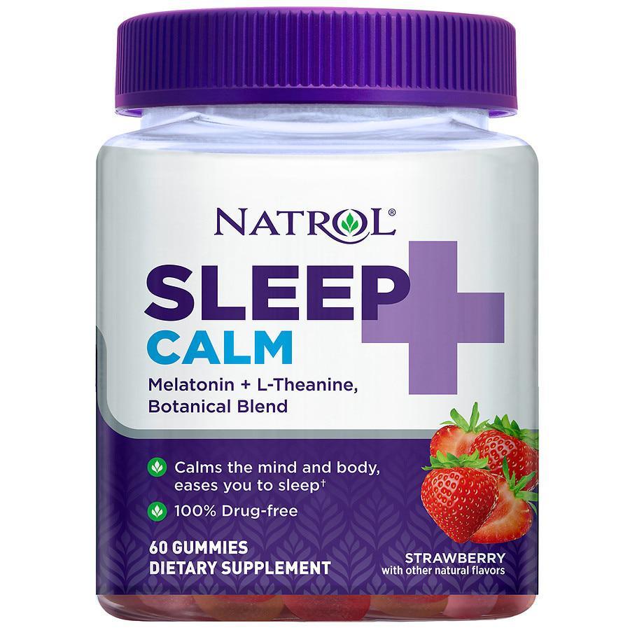 商品Natrol|Sleep+ Calm, Melatonin and L-Theanine, Gummies Strawberry,价格¥144,第1张图片