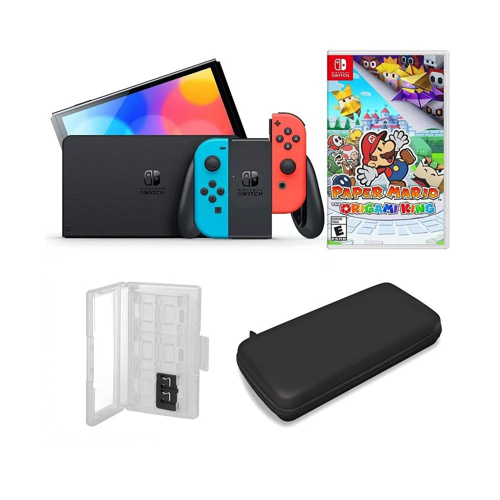 商品Nintendo|Switch OLED in Neon with Paper Mario & Accessories,价格¥4189,第1张图片