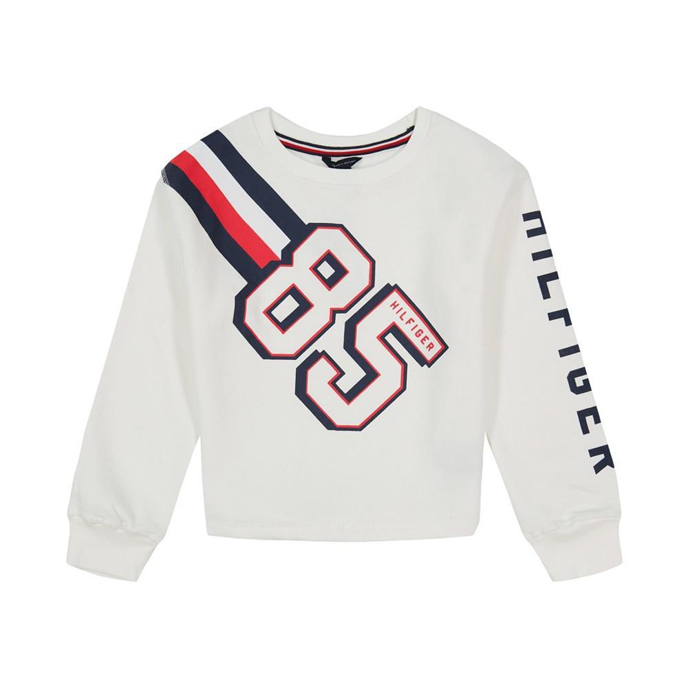 商品Tommy Hilfiger|Big Girls Long Sleeves Classic Logo Fleece Crew-Neck Pullover Sweatshirt,价格¥238,第1张图片