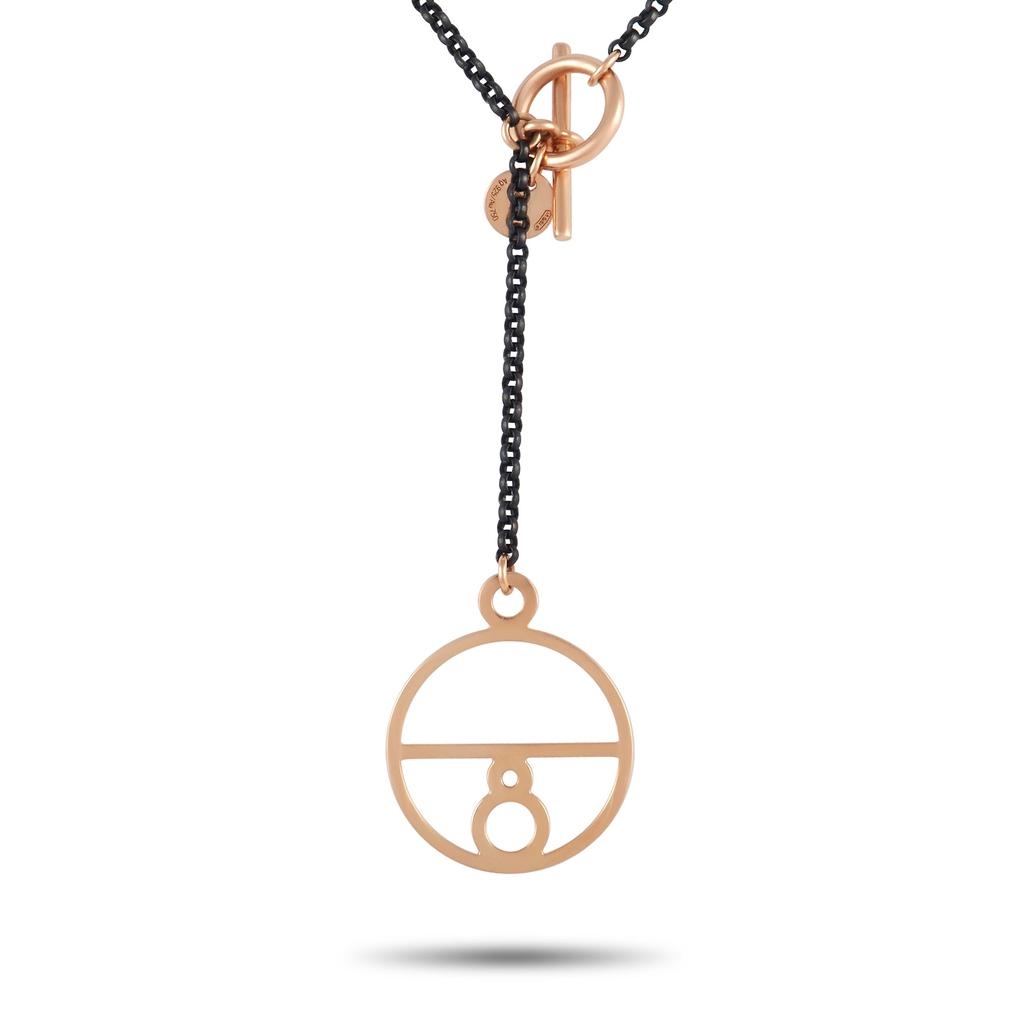 Hermès 18K Rose Gold, Black Gold Charm Pendant Necklace商品第1张图片规格展示