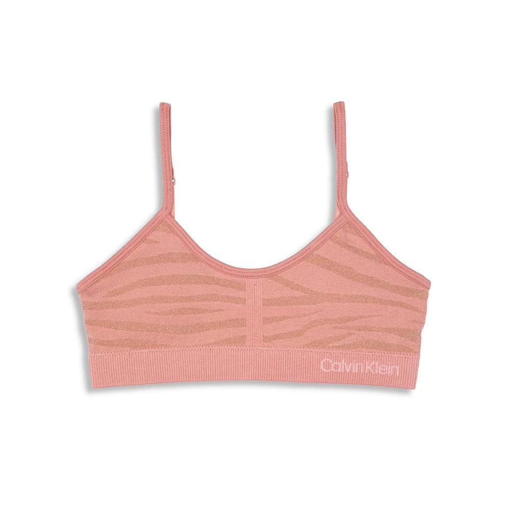 商品Calvin Klein|Big Girls Printed Rushed Seamless Crop Bra,价格¥59,第1张图片