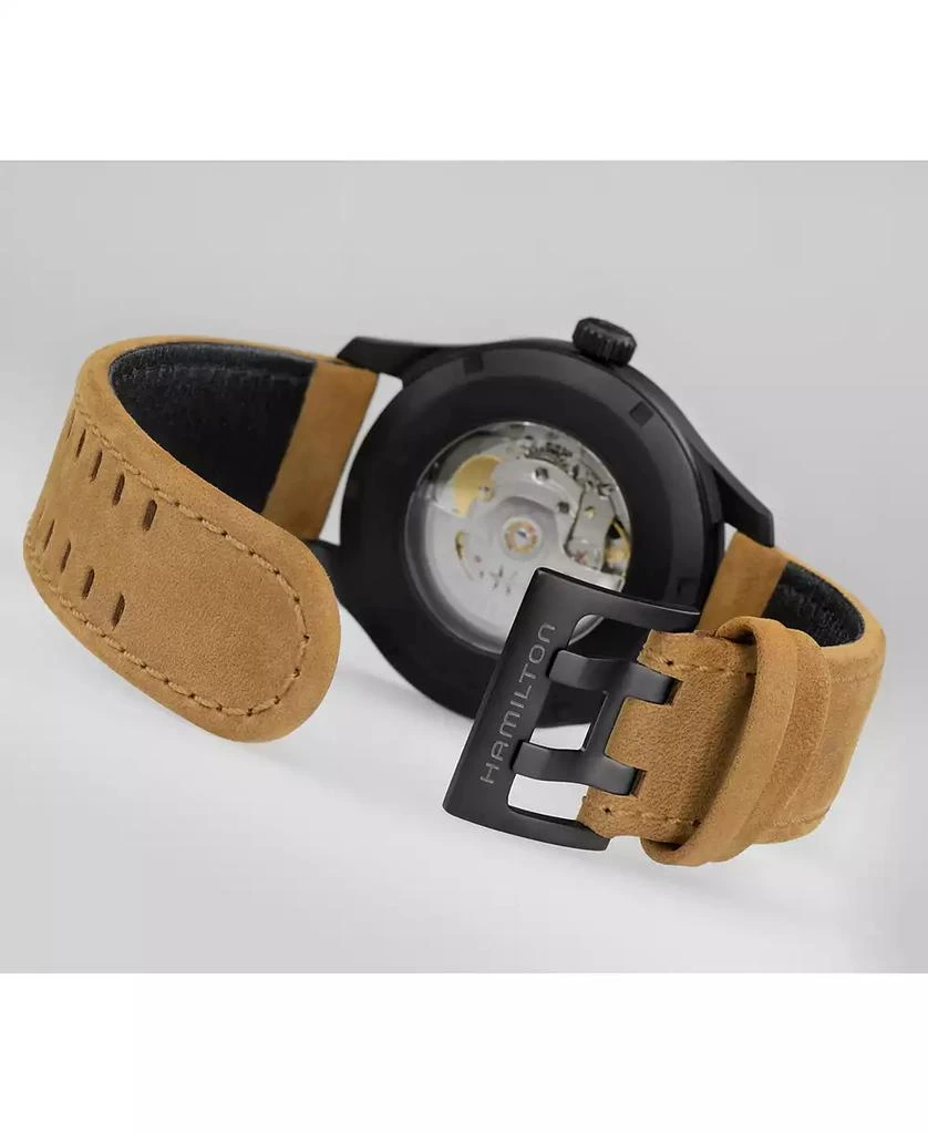商品Hamilton|Men's Swiss Automatic Khaki Field Brown Leather Strap Watch 42mm,价格¥8464,第4张图片详细描述