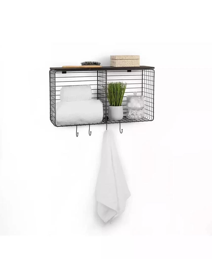 商品Spectrum|Vintage-like Living Wall Mount Cube Hook Station with Wood Shelf,价格¥623,第3张图片详细描述