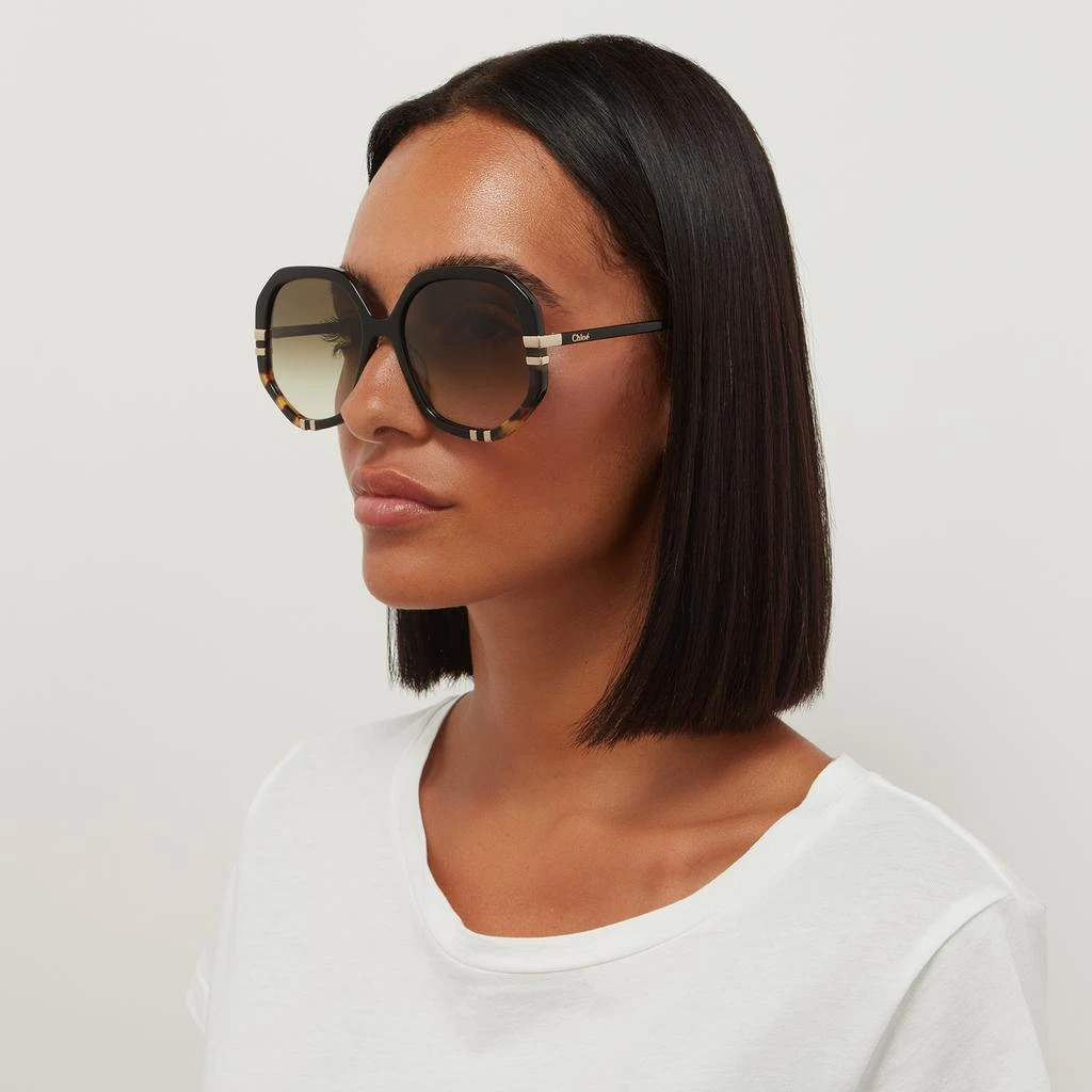 商品Chloé|Chloé Women's Oversized Sunglasses - Black/Green,价格¥1865,第2张图片详细描述