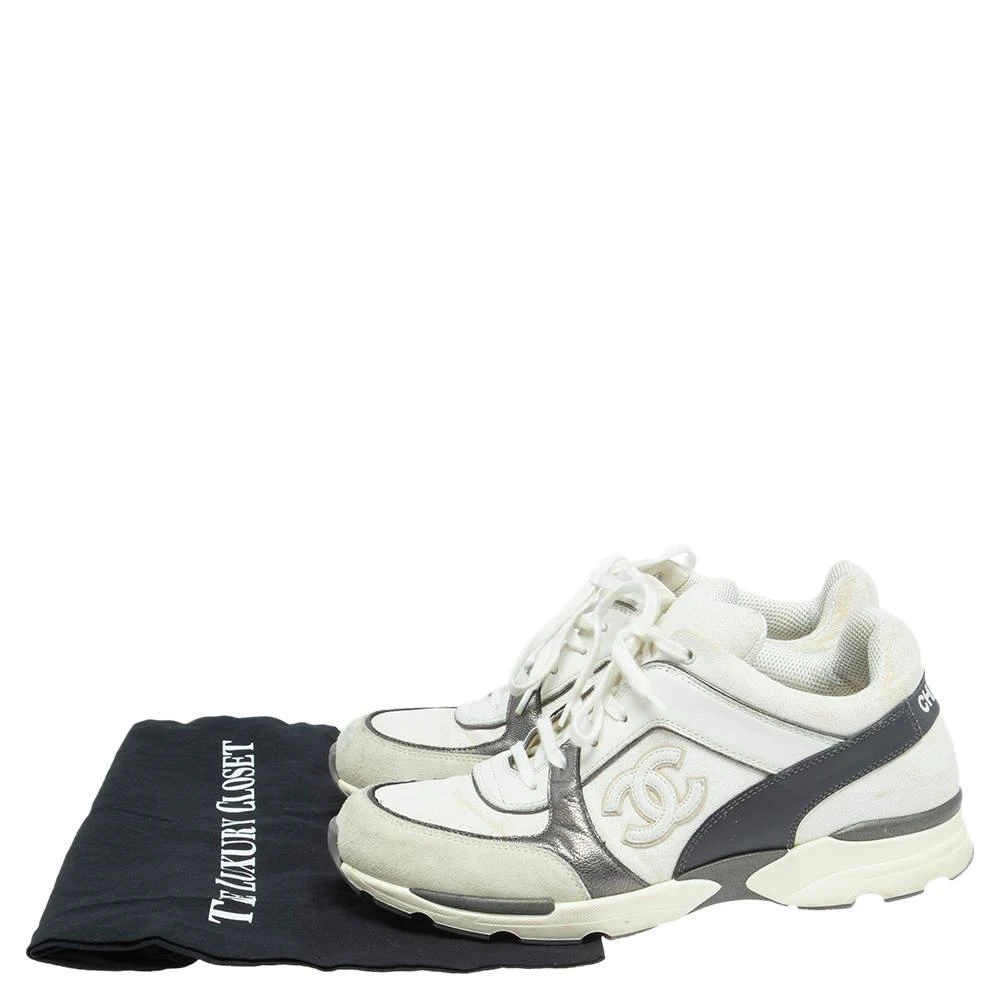 Chanel Tricolor Leather And Canvas  CC Lace Up Sneakers  Size 40 商品