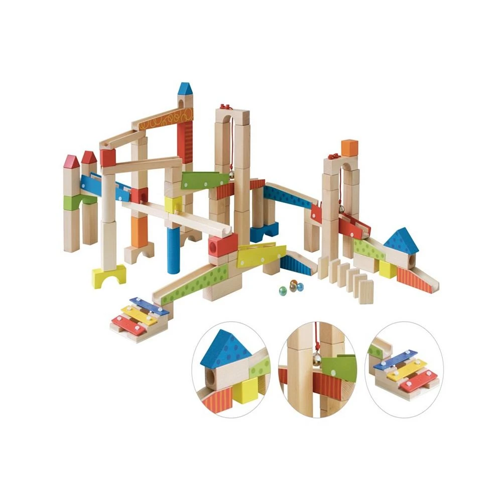 商品Roba-Kids|Wooden Marble Run Glass Marbles 100 Piece Building Blocks Set,价格¥484,第2张图片详细描述