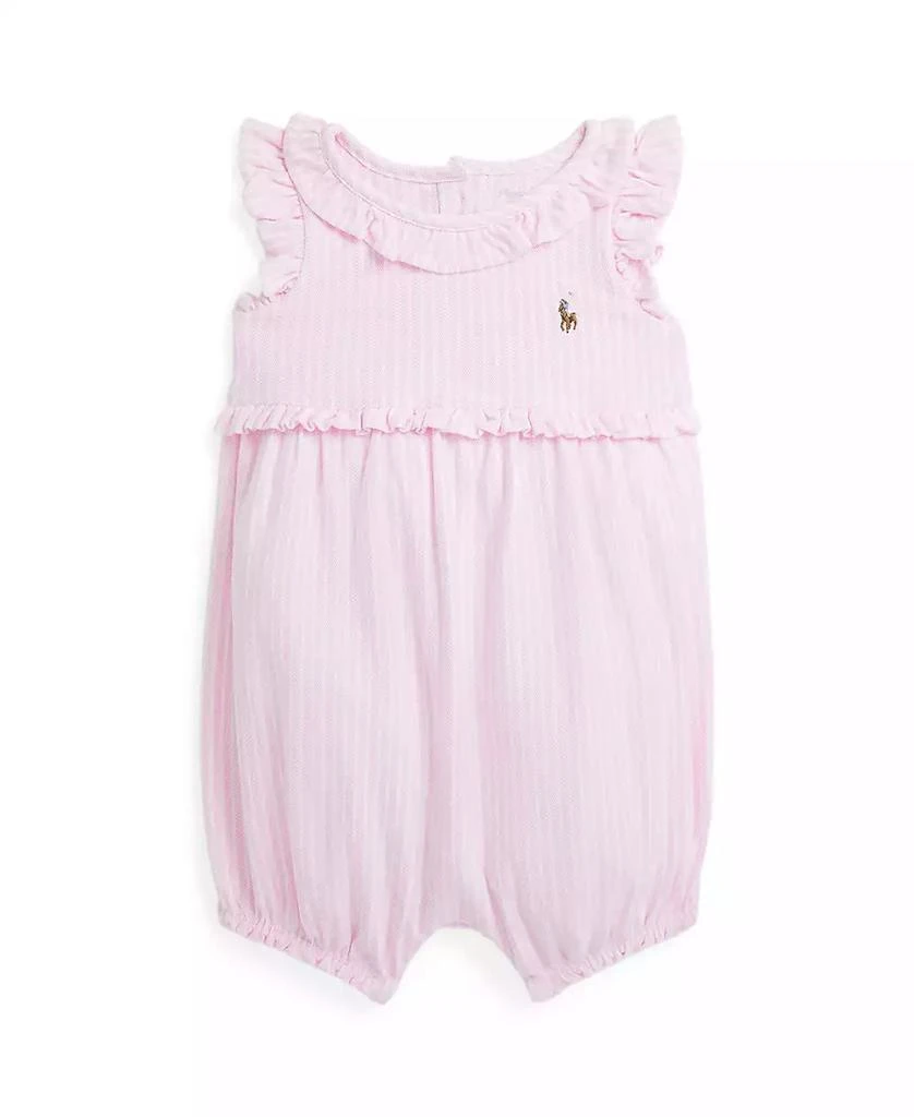 商品Ralph Lauren|Baby Girls Striped Knit Oxford Bubble Shortall,价格¥137,第1张图片