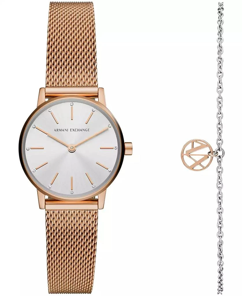 商品Armani Exchange|AX Women's Rose Gold-Tone Mesh strap Watch with Bracelet 28mm,价格¥1422,第1张图片