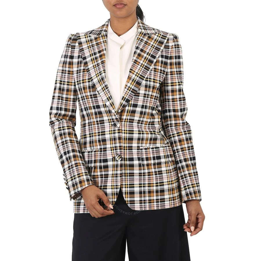 商品Burberry|Ladies Snowhill Plaid Blazer in Bright Toffee Check,价格¥1951,第1张图片