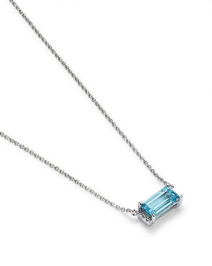 商品Bloomingdale's|Blue Topaz & Diamond Accent Bar Necklace in 14K White Gold, 16-18" - 100% Exclusive,价格¥3409,第4张图片详细描述