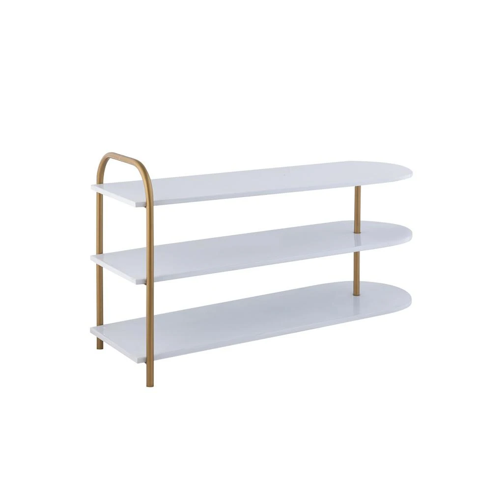 商品happimess|Modern 24" 9-Pair 3-Tier Iron Curved Decker Shoe Rack, White/Gold,价格¥2784,第3张图片详细描述