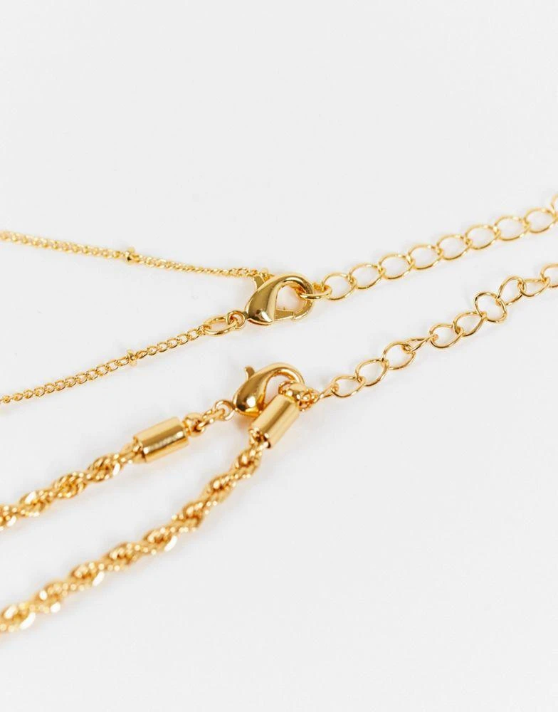 商品ASOS|ASOS DESIGN 14k gold plated pack of 2 necklaces with bar and disc pendants,价格¥152,第3张图片详细描述