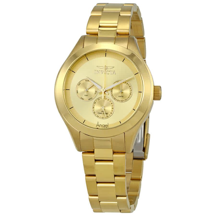 Invicta Angel Multi-function Gold Dial Gold-plated Ladies Watch 12466商品第1张图片规格展示