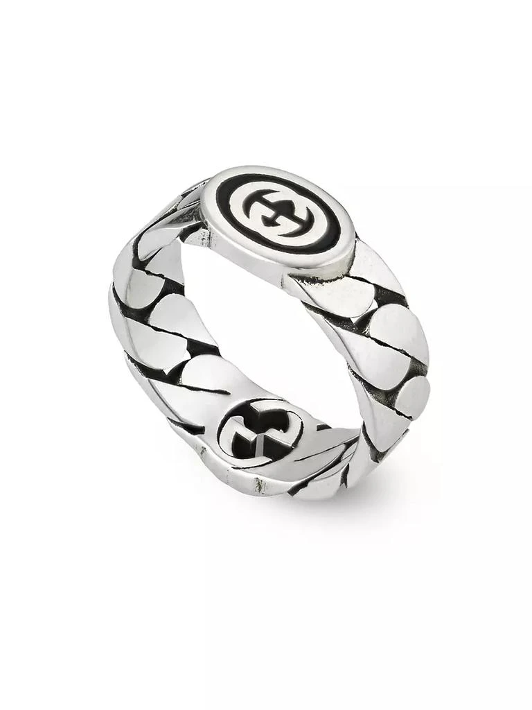 商品Gucci|Interlocking G Ring Gourmette Sterling Silver & Enamel Bracelet,价格¥2560,第1张图片