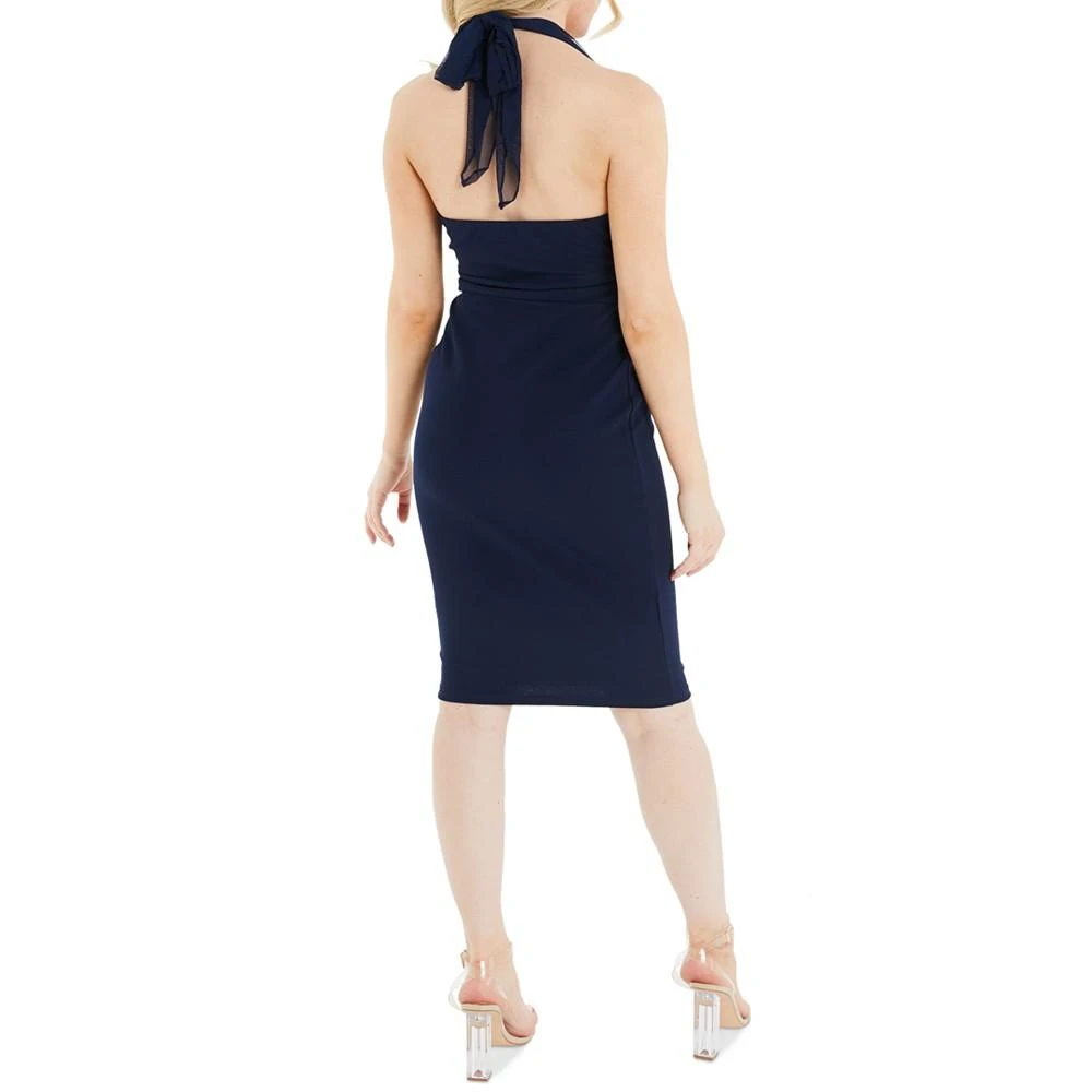 商品QUIZ|Scuba Crepe Sweetheart Mesh-Halter-Tie Midi Dress,价格¥205,第2张图片详细描述