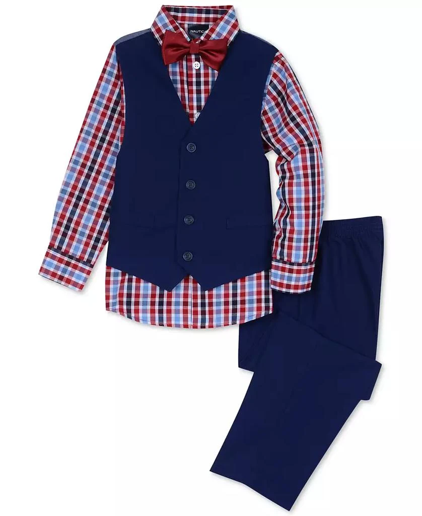 商品Nautica|Little Boys 4-Pc. Machine Washable Check-Print Shirt, Vest, Pants & Bowtie Set,价格¥180,第1张图片