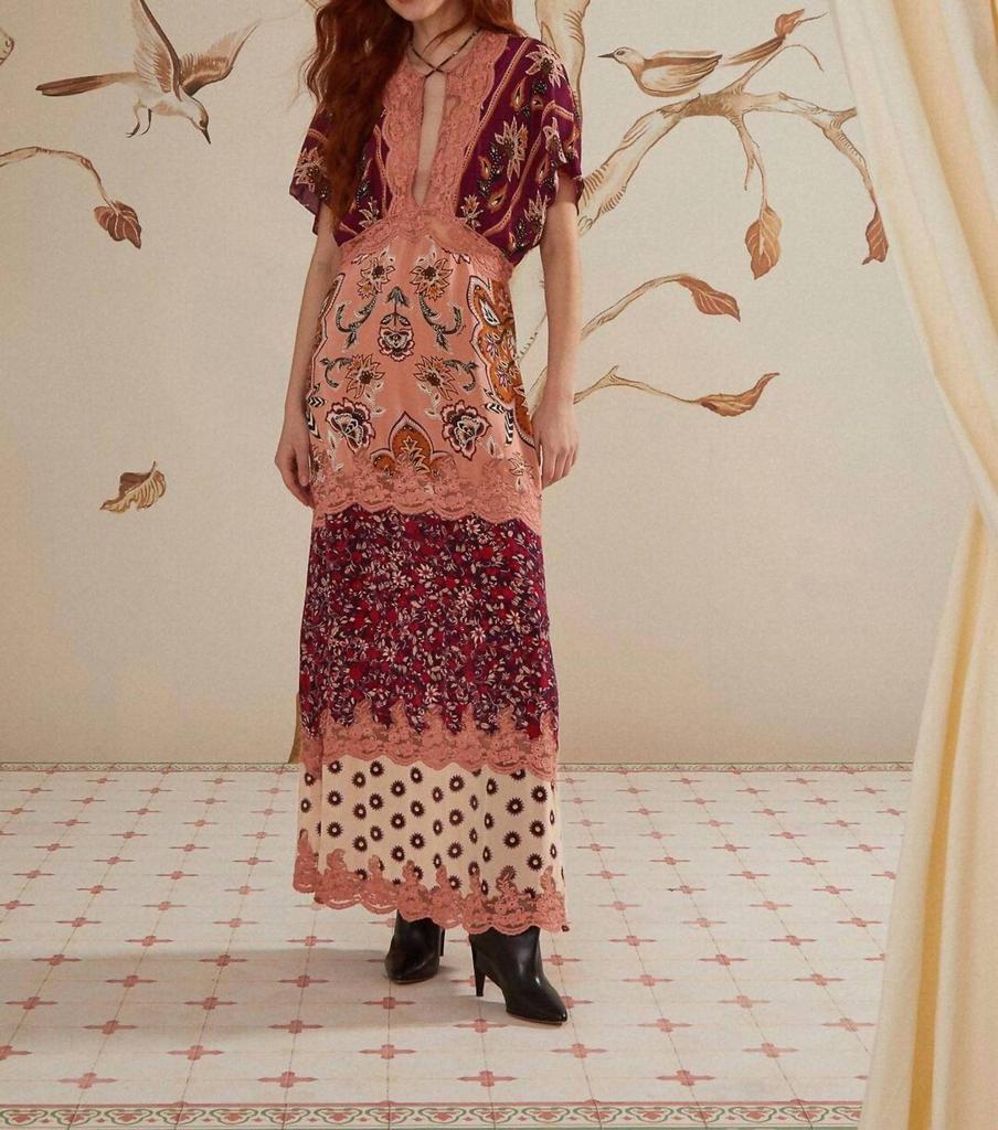 farm rio winter tapestry ruched maxi dress FARM Rio Long Sleeve Maxi Dress
