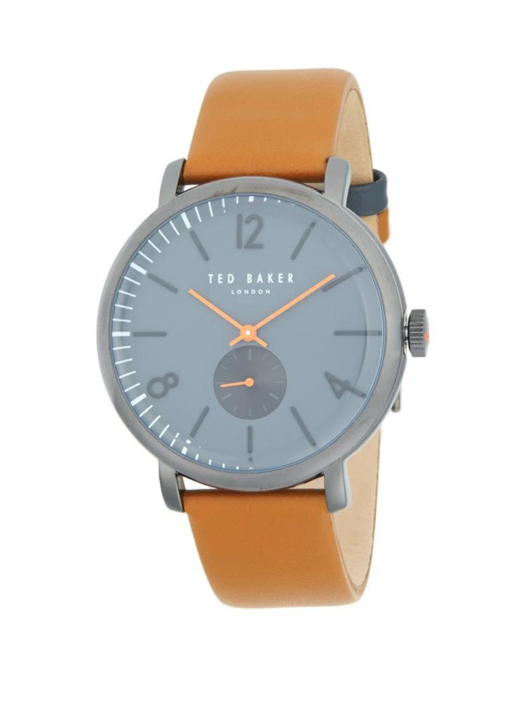 商品Ted Baker London|Polished Stainless Steel Leather Strap Watch,价格¥474,第1张图片