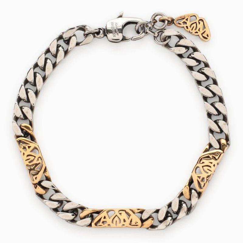 商品Alexander McQueen|SEAL LOGO CHAIN BRACELET SILVER/GOLD,价格¥2954,第1张图片