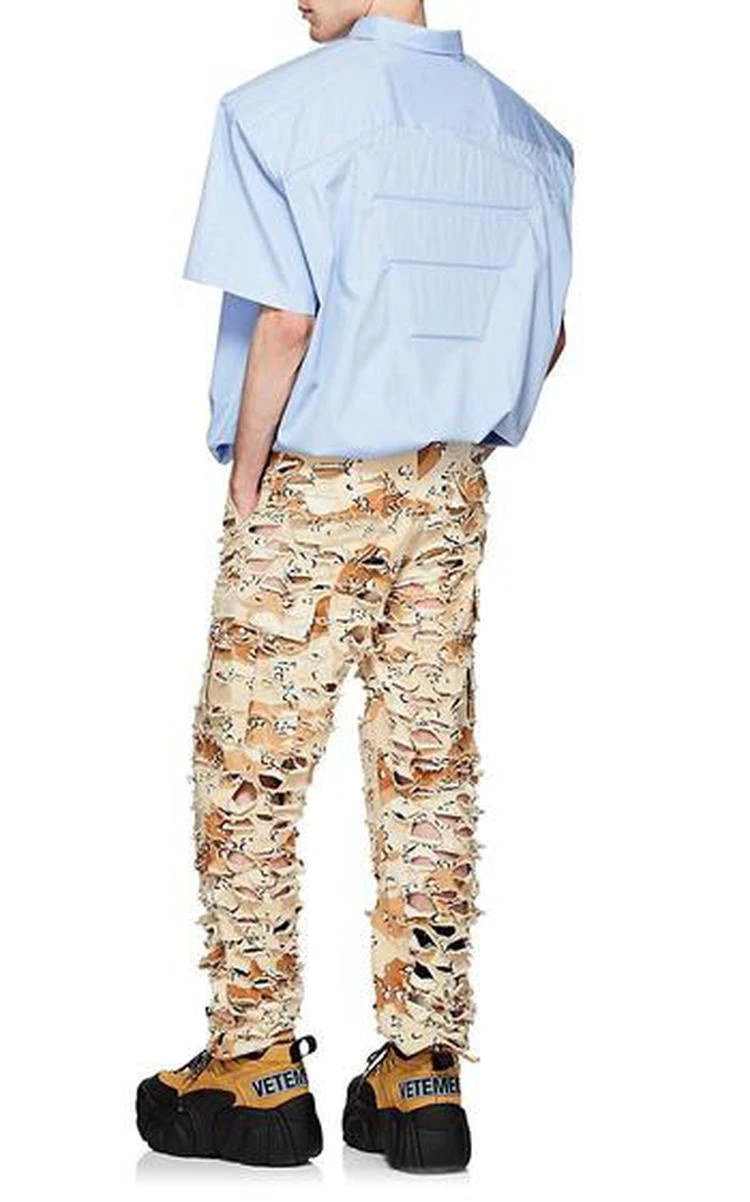 商品Vetements|Camouflage Shredded Cotton Cargo Pants,价格¥8518,第4张图片详细描述