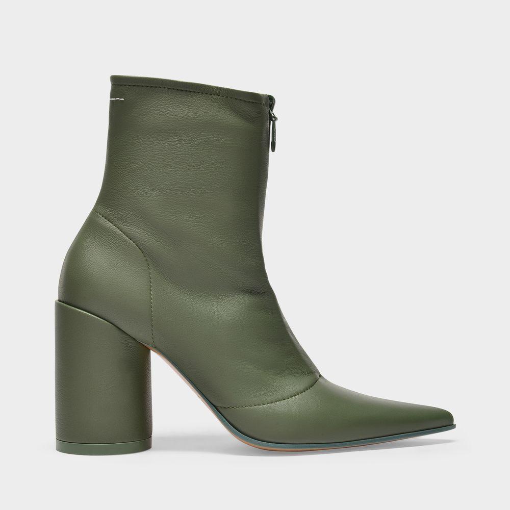 商品MAISON MARGIELA|High-heeled Boots in Green Leather,价格¥5299,第1张图片