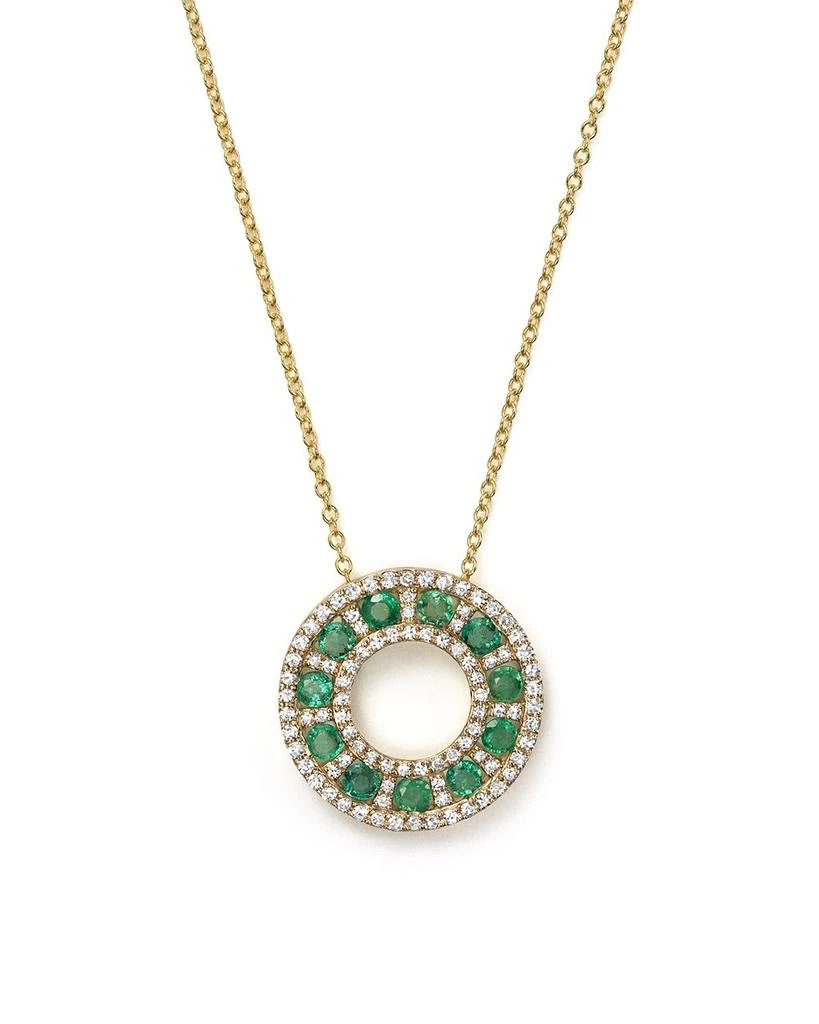 商品Bloomingdale's|Emerald and Diamond Circle Pendant Necklace in 14K Yellow Gold, 17" - Exclusive,价格¥11534,第1张图片