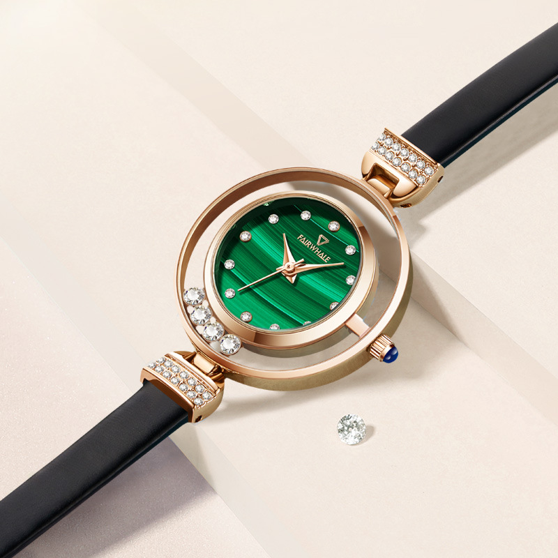 马克华菲品牌手表时尚快乐钻石系列女士小绿表石英表商品第4张图片规格展示