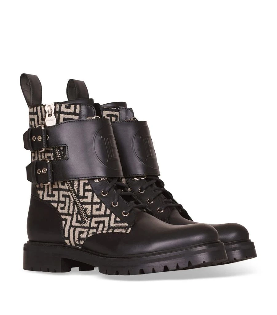 Leather Monogram Print Ankle Boots 商品