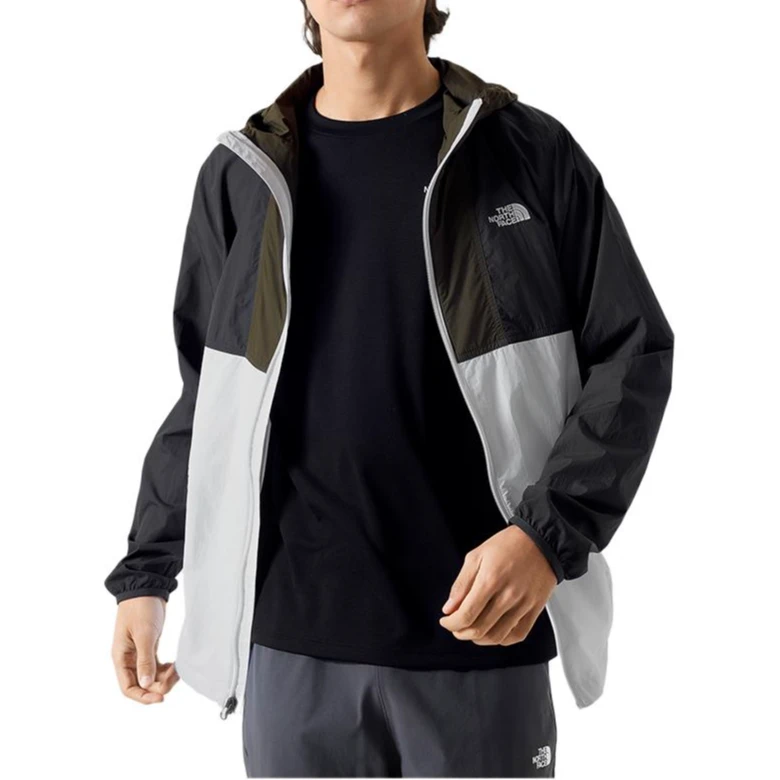 商品[国内直发] The North Face|北面 SS24 Logo印花连帽拼色 透气速干防风防紫外线防晒服 男款 黑色,价格¥602,第3张图片详细描述