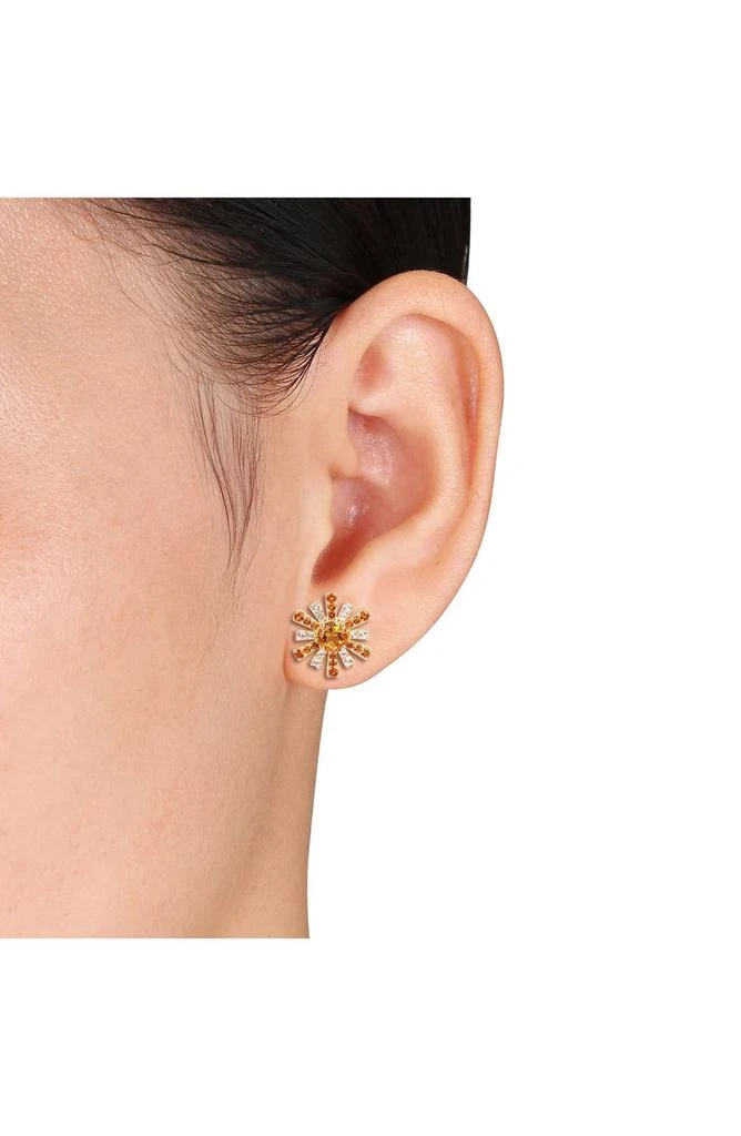 商品DELMAR|Goldtone Plate Sterling Silver Madeira Citrine & White Topaz Sunburst Stud Earrings,价格¥1731,第2张图片详细描述