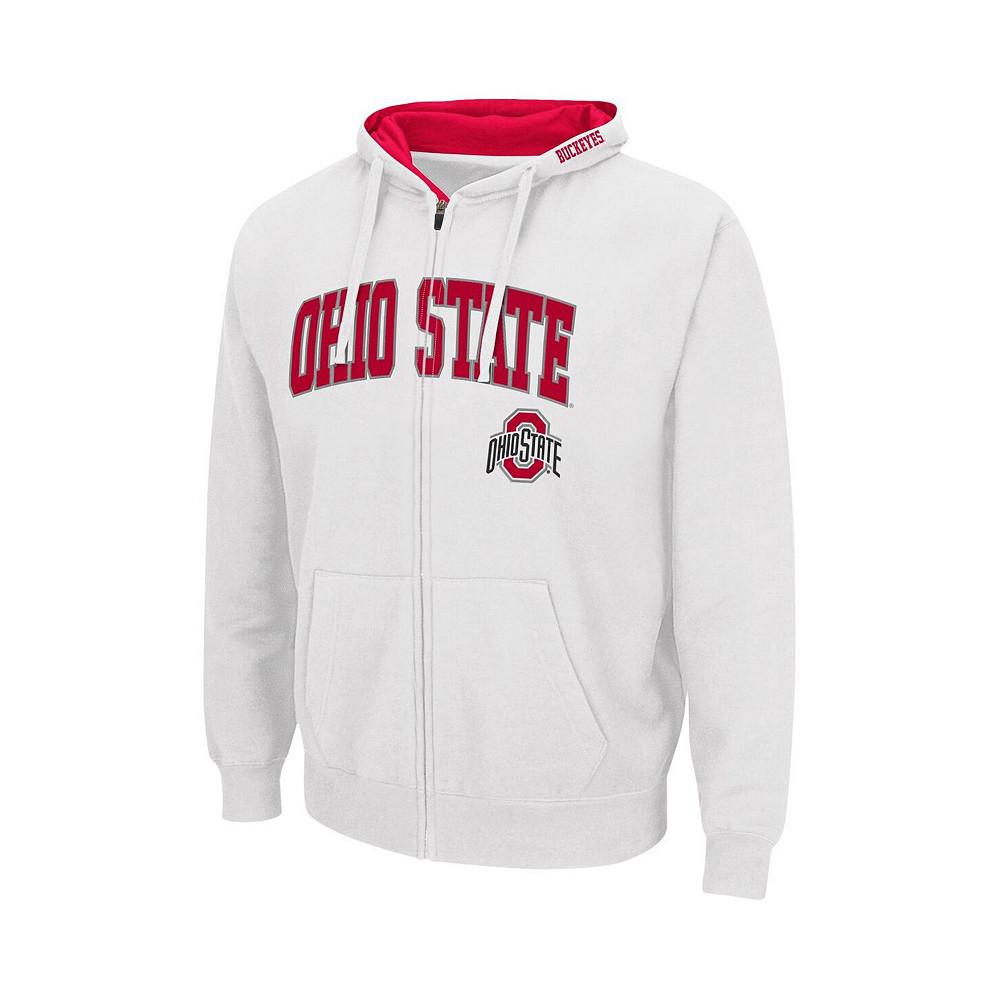 Men's White Ohio State Buckeyes Arch and Logo 3.0 Full-Zip Hoodie商品第3张图片规格展示