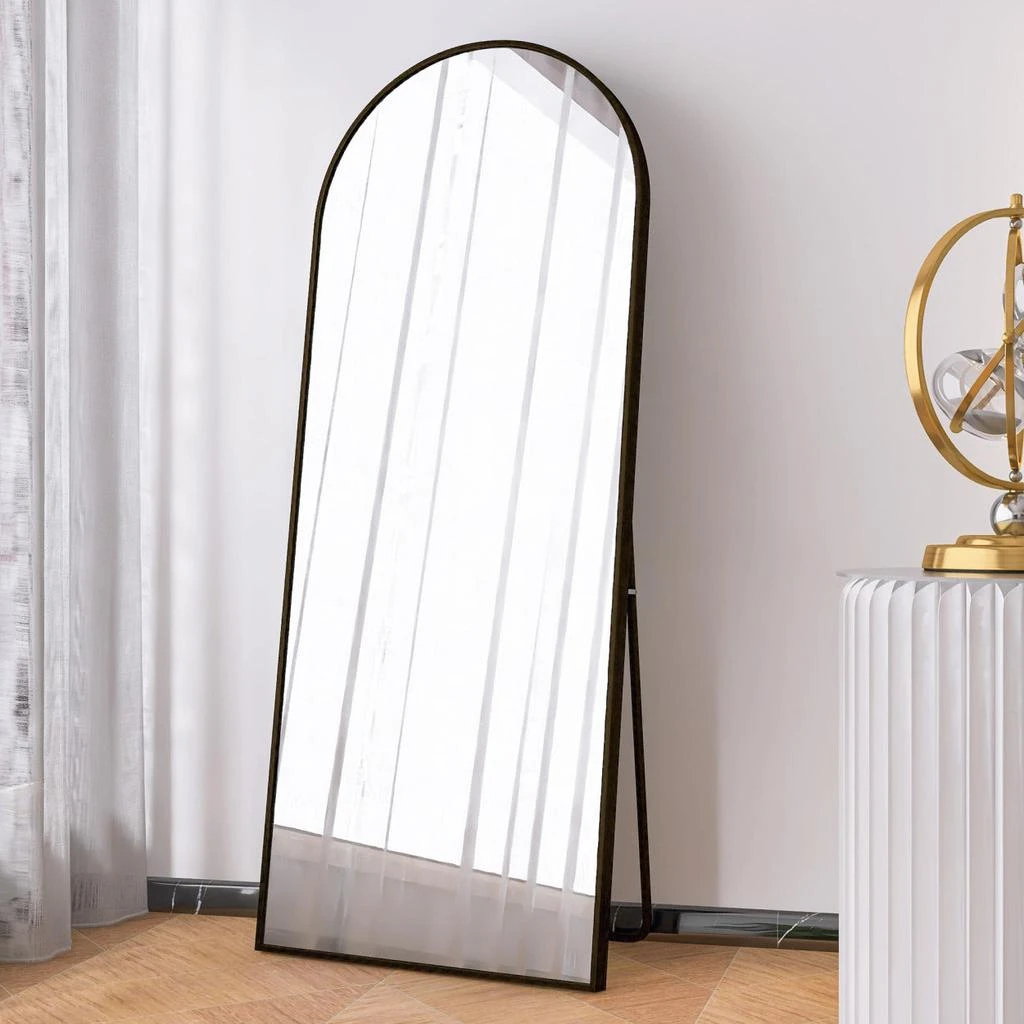 65" Arched Full Length Mirror Floor Dressing Mirror - Black 商品