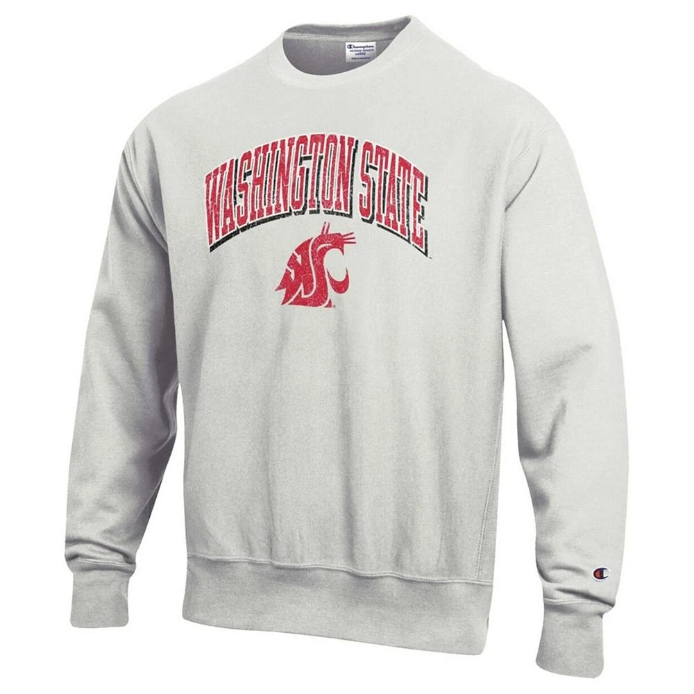 商品CHAMPION|Men's Heathered Gray Washington State Cougars Arch Over Logo Reverse Weave Pullover Sweatshirt,价格¥413,第3张图片详细描述